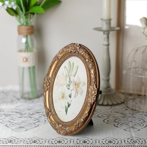 4x6 Oval Bronze Antique Ornate Picture Frames With Embossed Flower Wall Decor - Picture 7 of 9